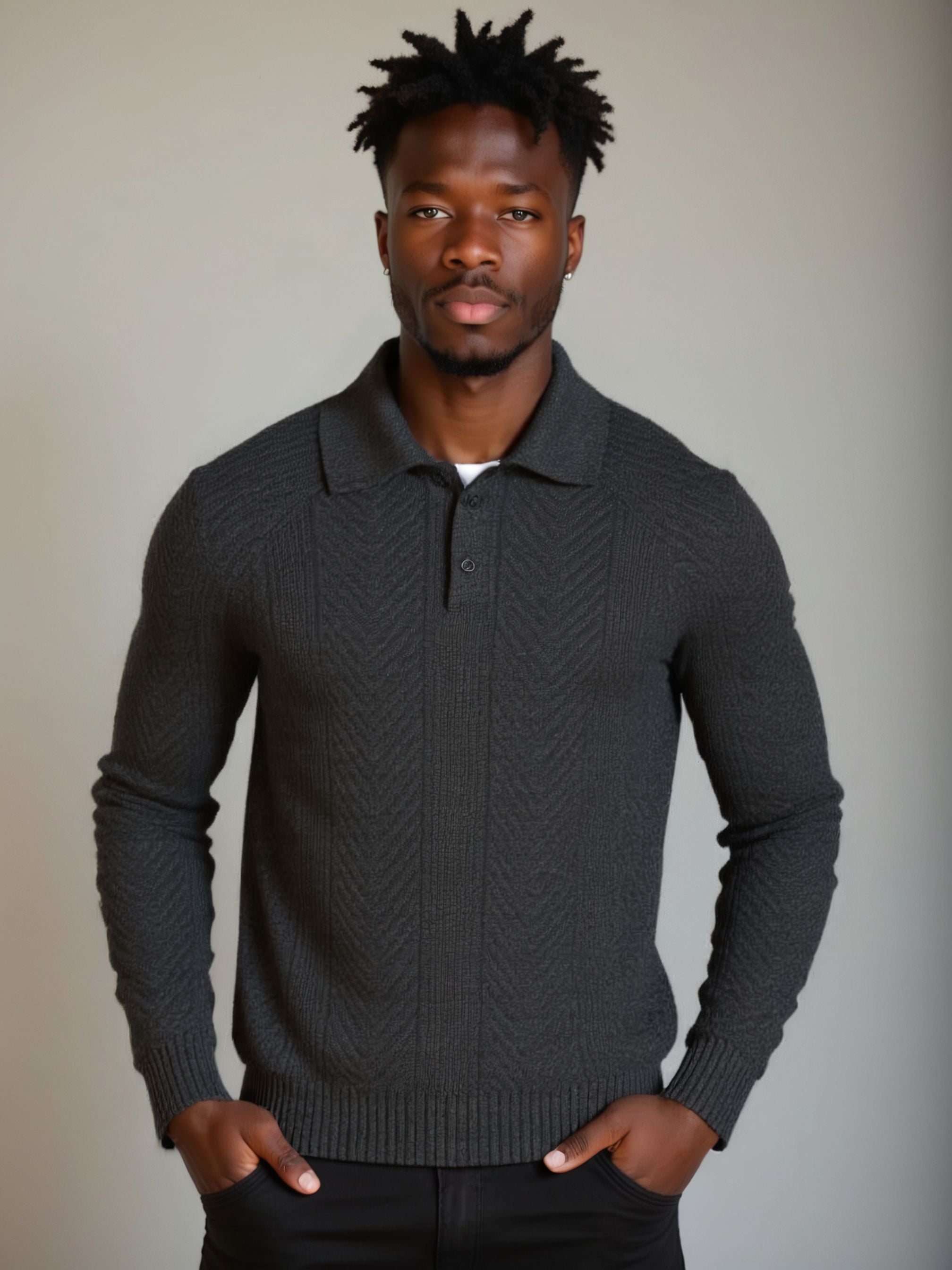 Long Sleeve Polo Sweater - Leviana