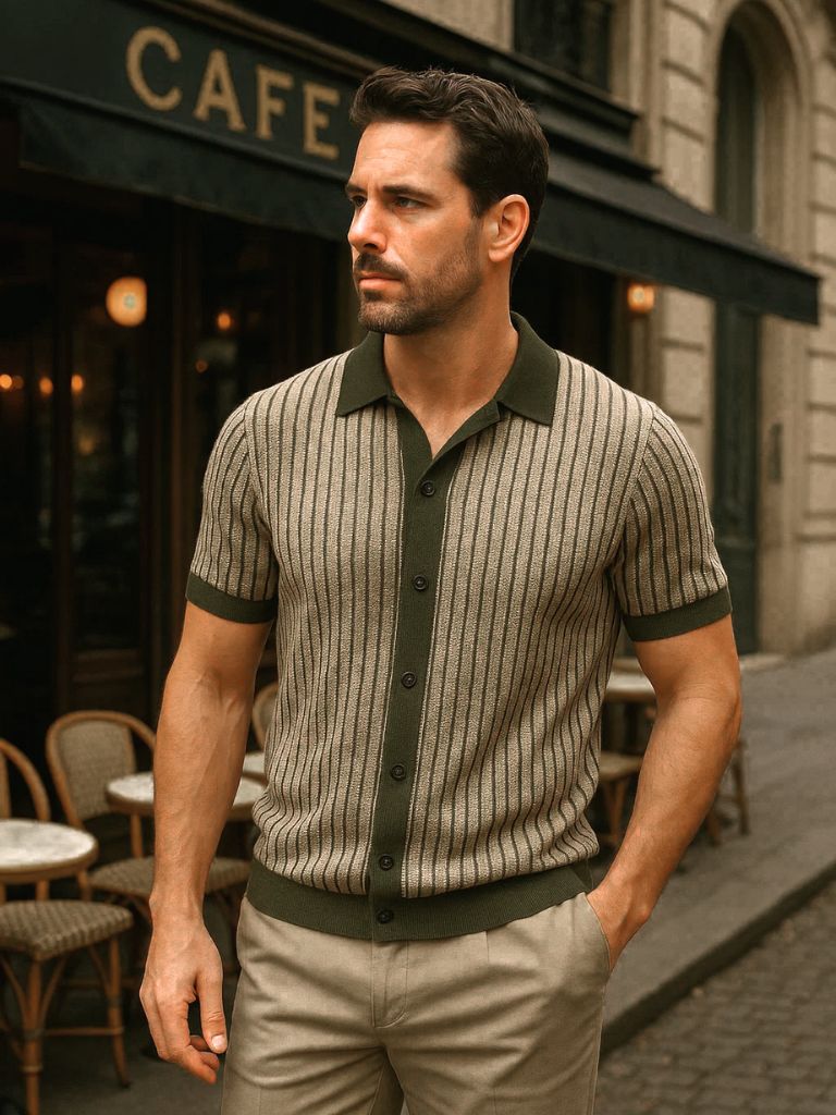 Striped Knit Polo - Leviana