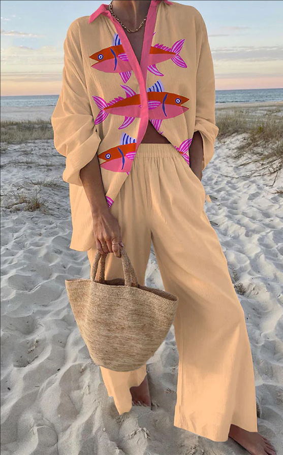 Evalisse | Ensemble de linge avec imprimé de poisson rose