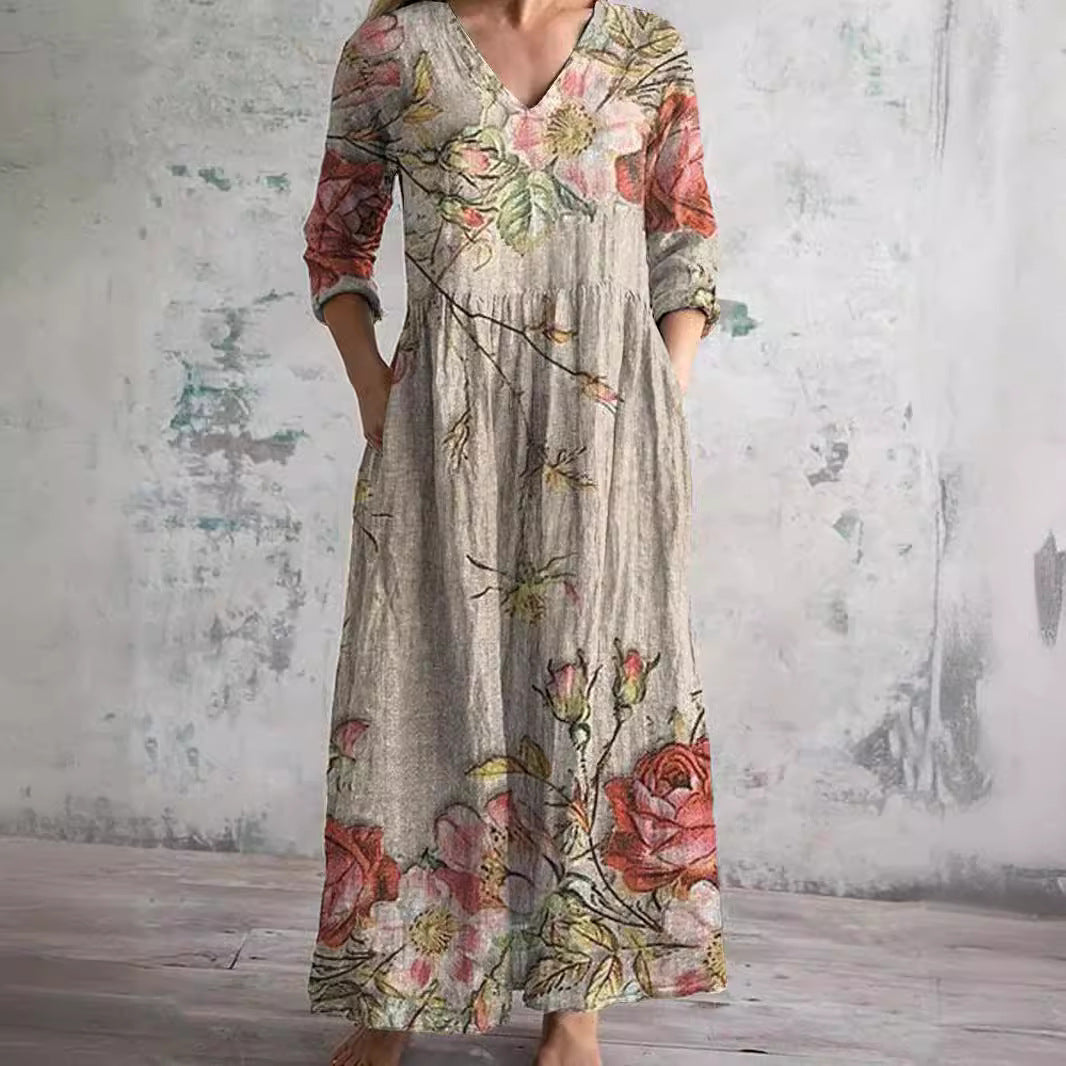 Aroa | Robe Longue Fleurie Vintage et Flatteuse