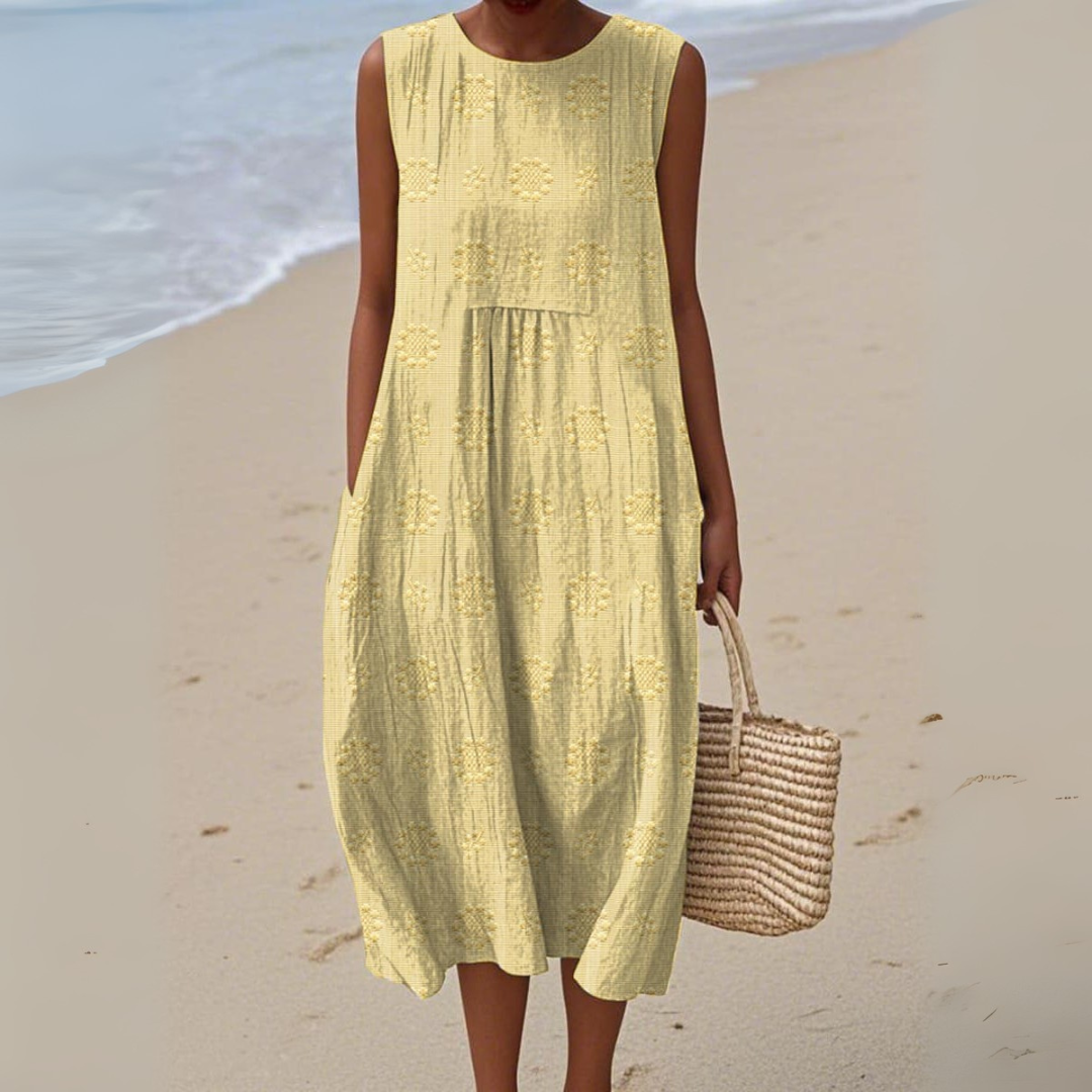 Leviana | Robe en Coton Élégante Sans Manches avec Broderie