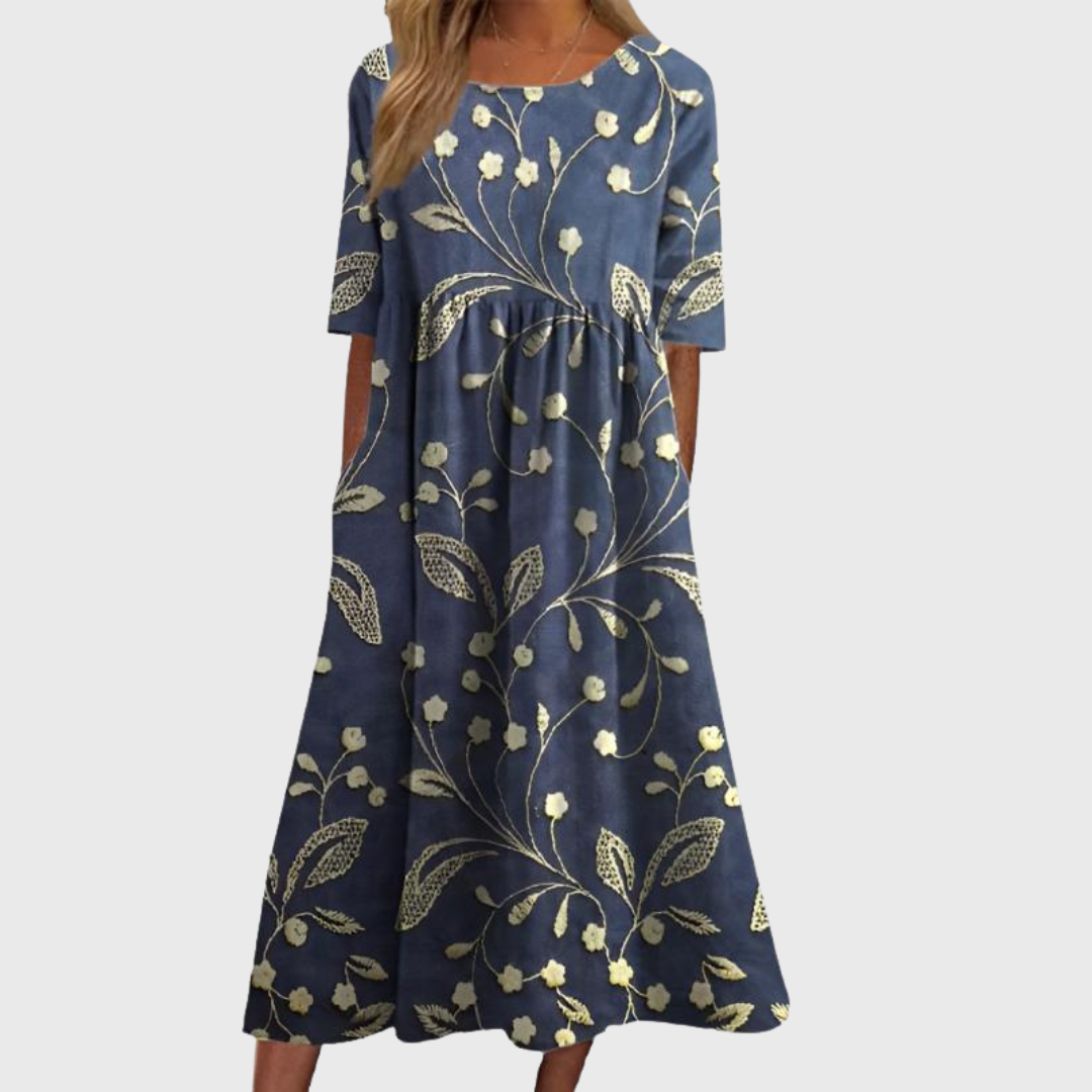 Leviana | Robe Midi Fleurie Élégante