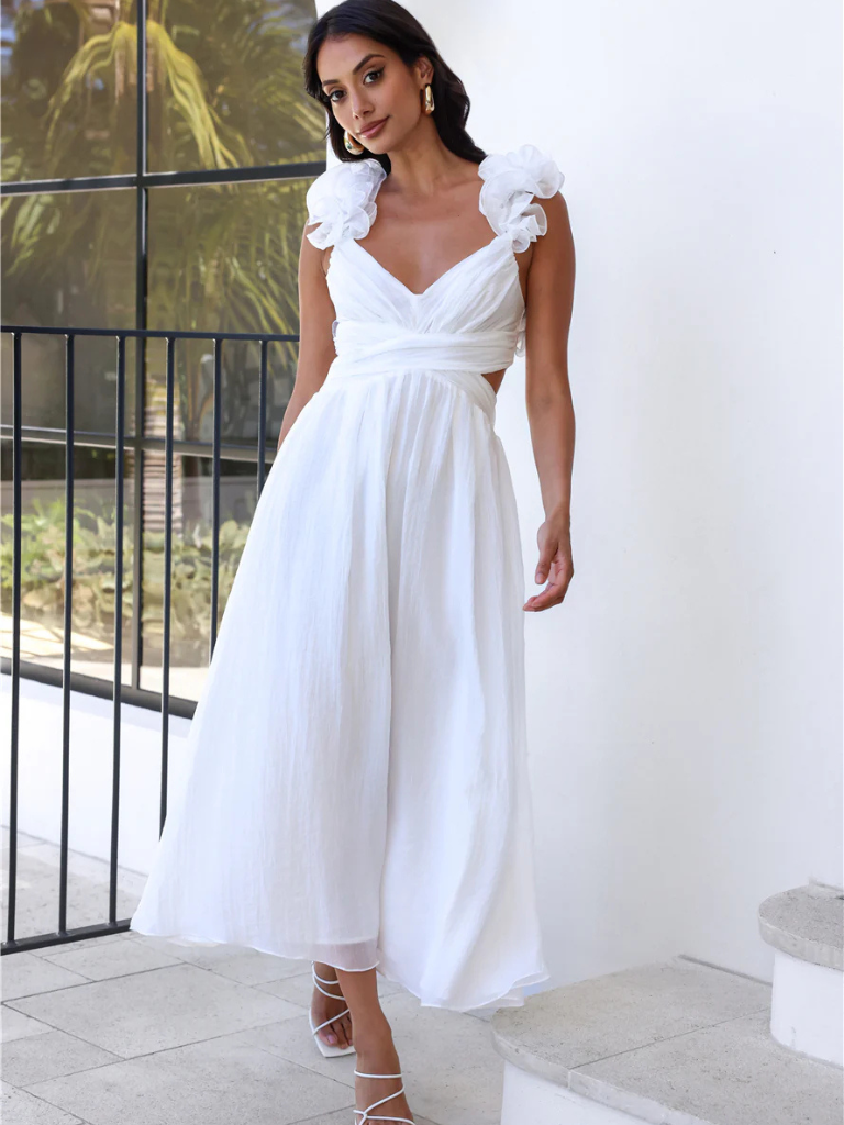 ROBE MIDI À VOLANTS COLETTE