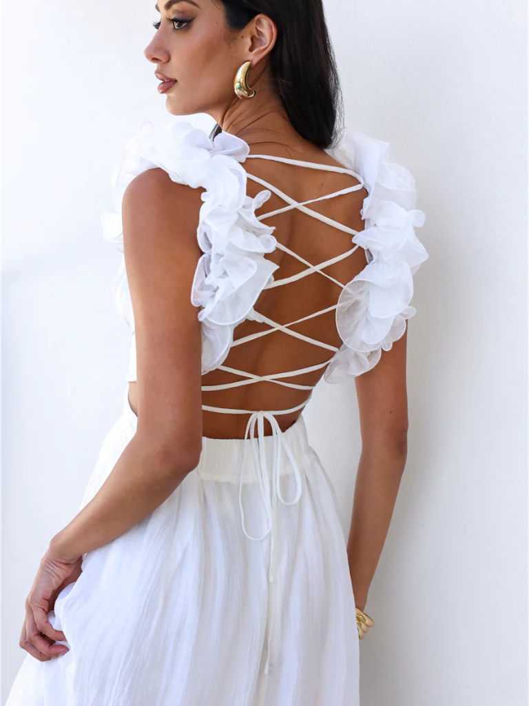 ROBE MIDI À VOLANTS COLETTE