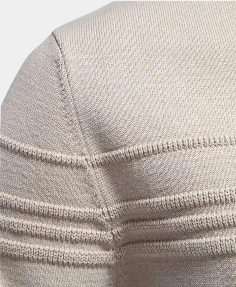 Knitted Striped Cotton Sweater - Leviana