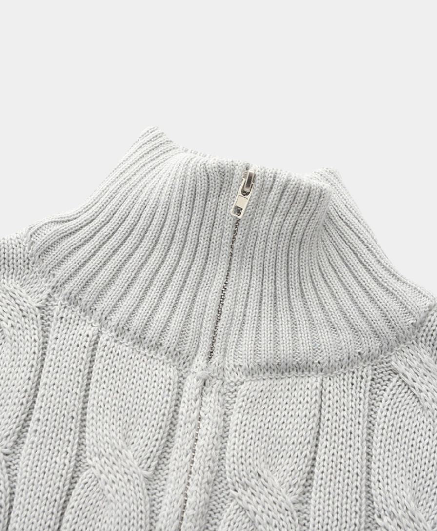 Essential Zip Collar Sweater - Leviana