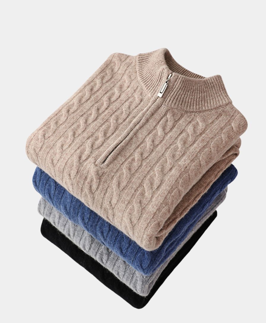 Essential Zip Collar Sweater - Leviana