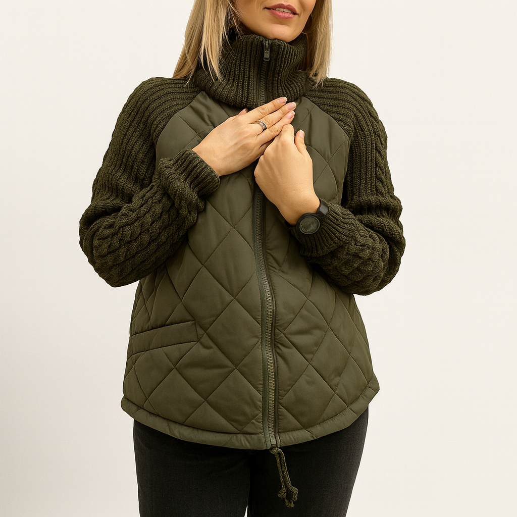 Elodie | Knit-Sleeve Quilted Jacket