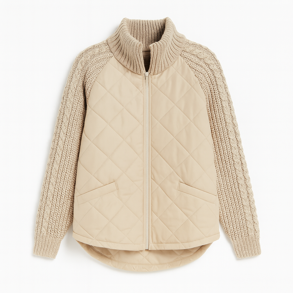 Elodie | Knit-Sleeve Quilted Jacket