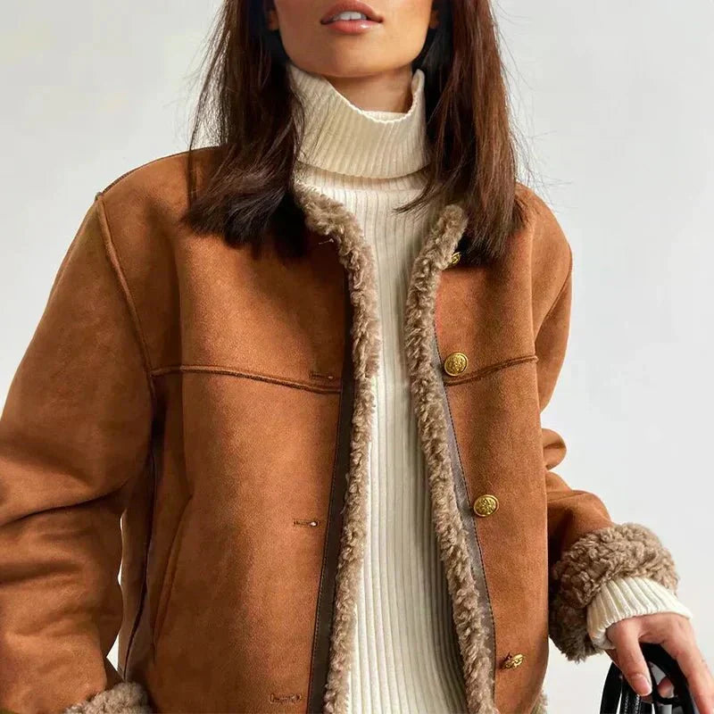 ANNA | Sheepskin Jacket with Button Detail