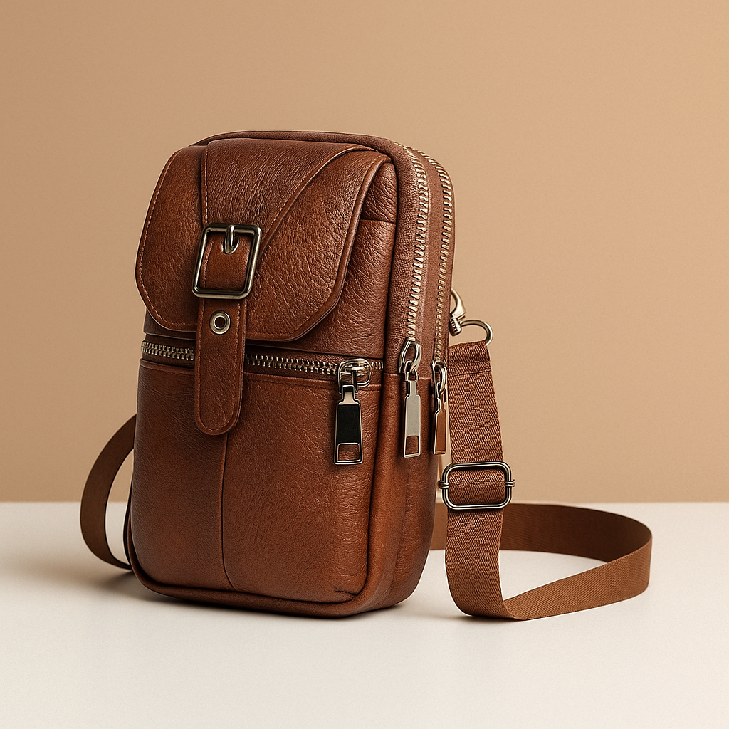 Anti-theft leather crossbody bag | Naomi