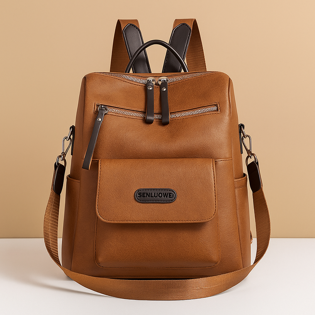 Anti-theft leather travel backpack | Sophie