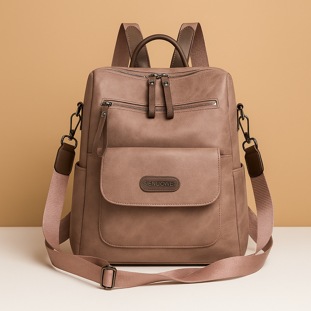 Anti-theft leather travel backpack | Sophie