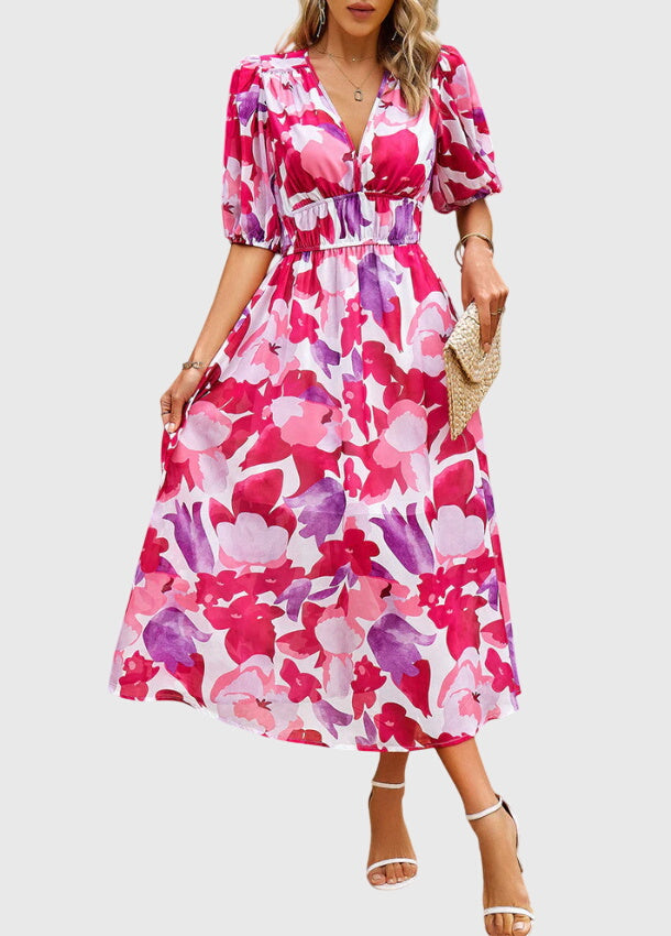 Merlin™ | Elegant Floral Midi Dress