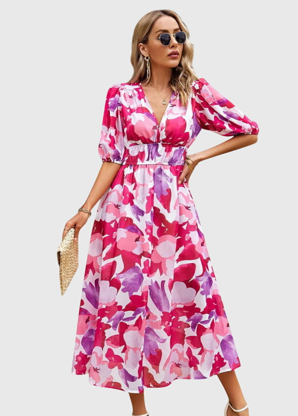 Merlin™ | Elegant Floral Midi Dress