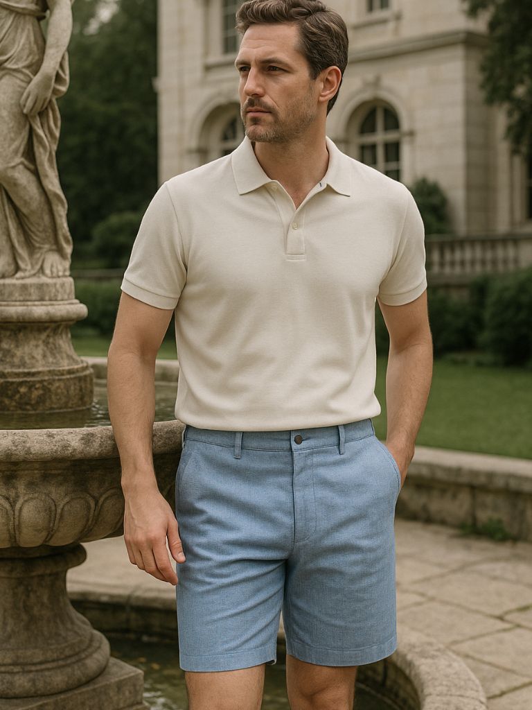 Horizon Blue Linen Shorts - Leviana