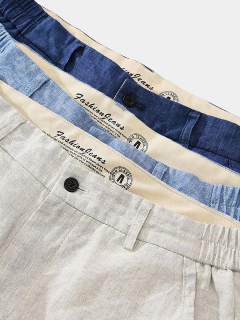 Horizon Blue Linen Shorts - Leviana