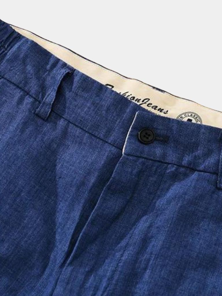 Horizon Blue Linen Shorts - Leviana