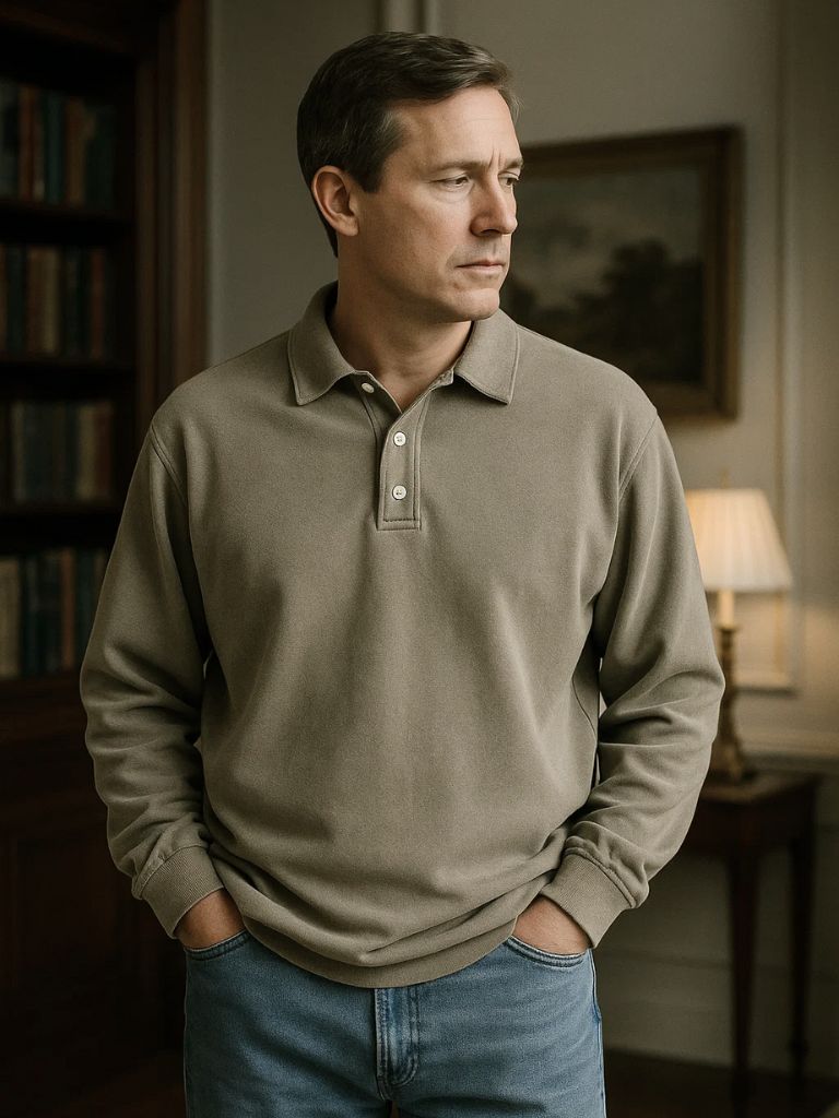 Canyon Mist Long Sleeve Polo – Leviana