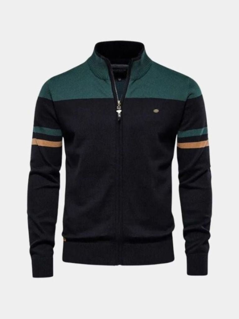 Leviana High-Collar Knitted Cardigan with Zipper