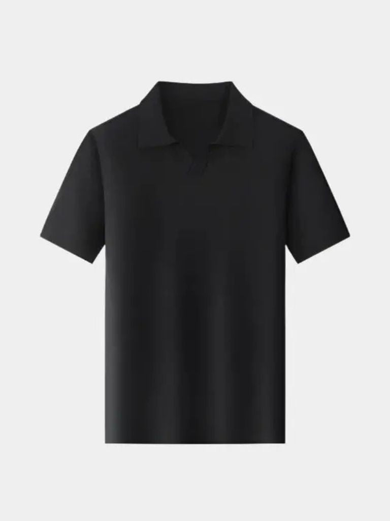Casual Buttonless Knit Polo Shirt - Leviana