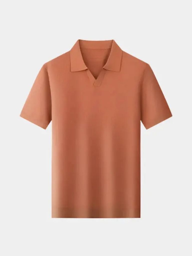Casual Buttonless Knit Polo Shirt - Leviana