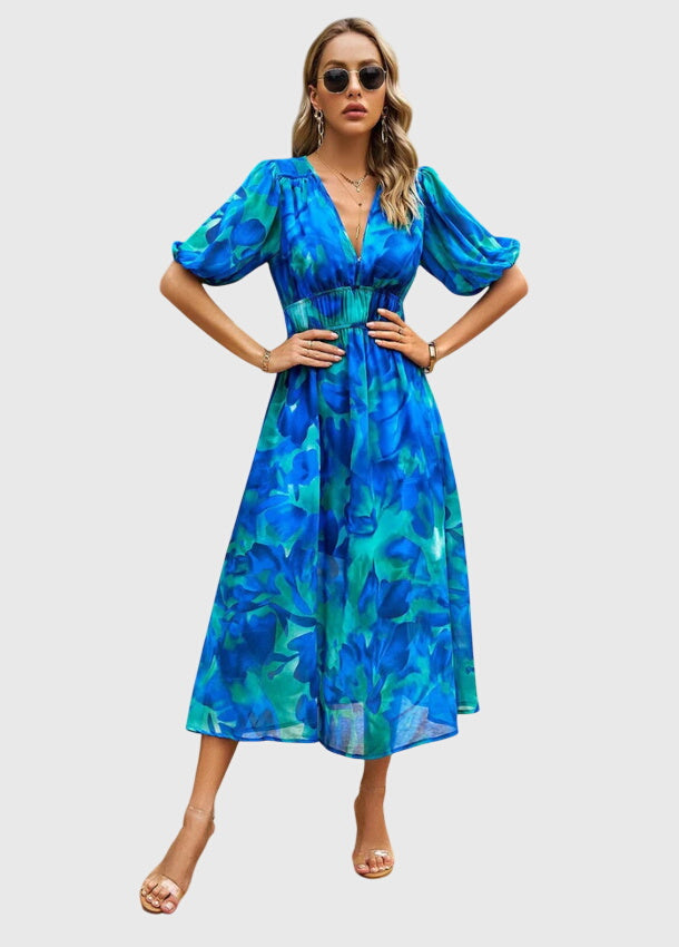 Merlin™ | Elegant Floral Midi Dress