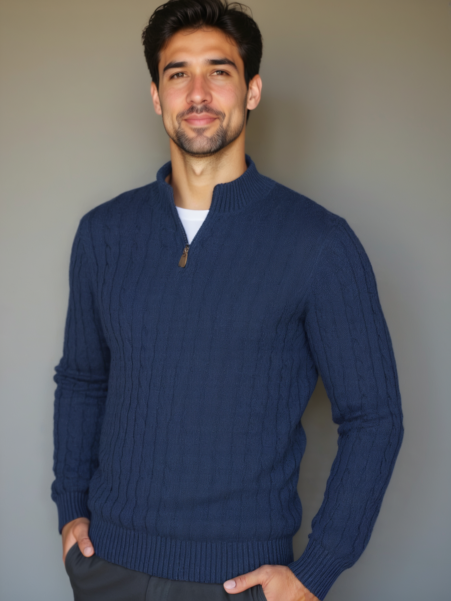 Essential Zip Collar Sweater - Leviana