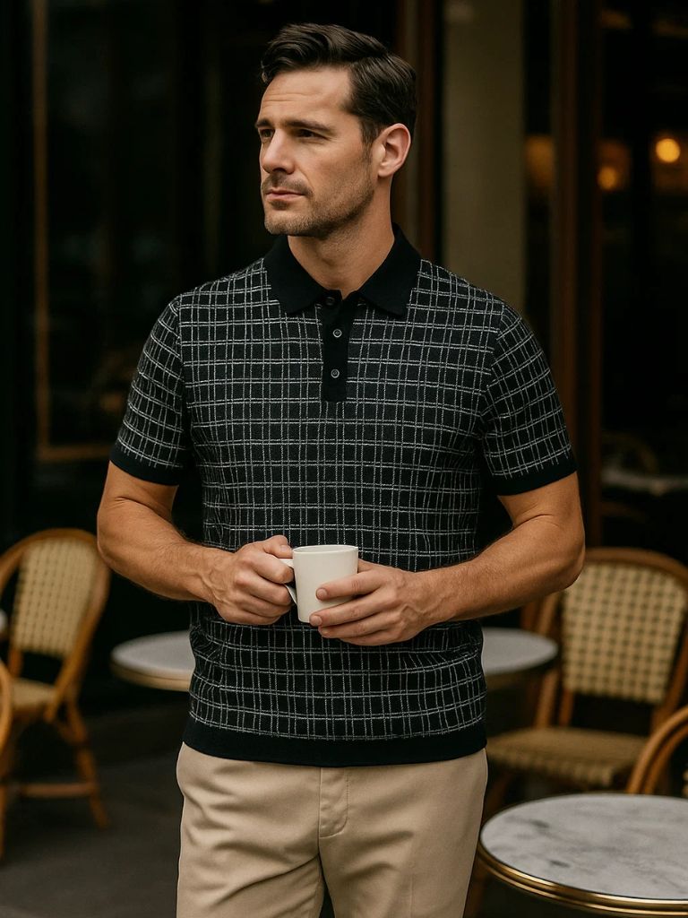 Classic Black Knit Polo - Leviana