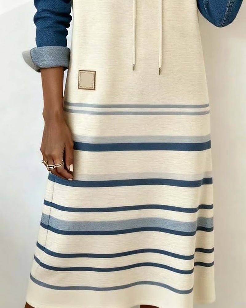 Janelle | Coastal Stripe Hoodie Dress