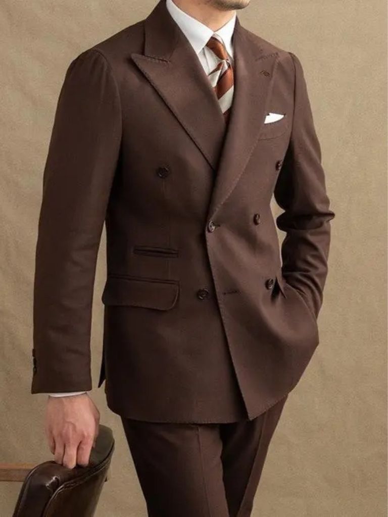 Leviana Dark Brown Gabardine Suit