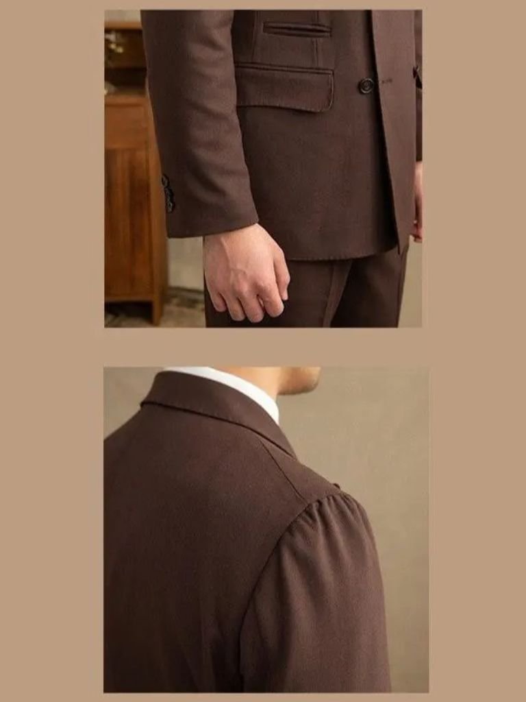 Leviana Dark Brown Gabardine Suit