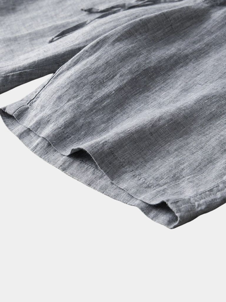 Gray Marine Linen Shorts - Leviana