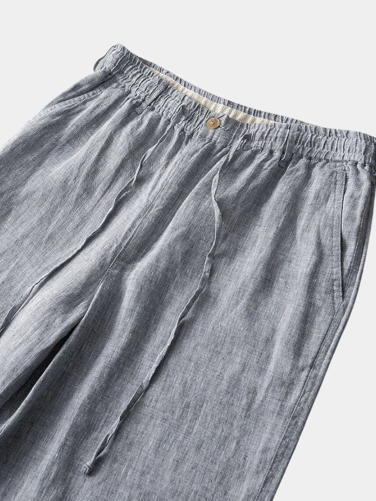 Gray Marine Linen Shorts - Leviana