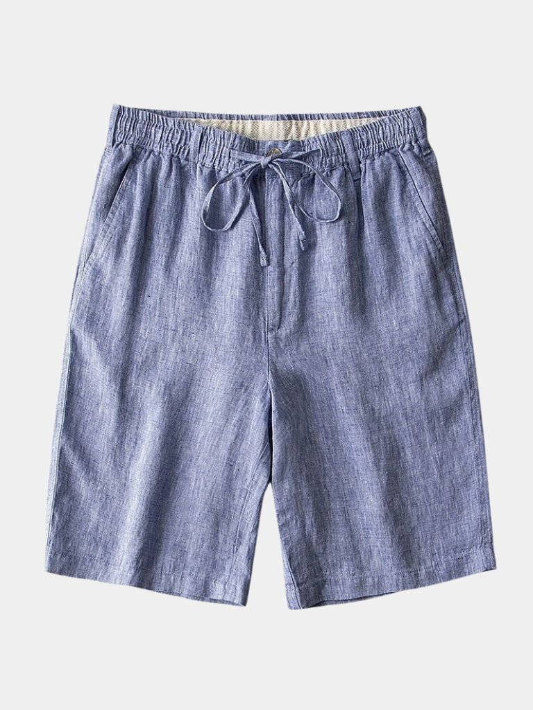 Gray Marine Linen Shorts - Leviana