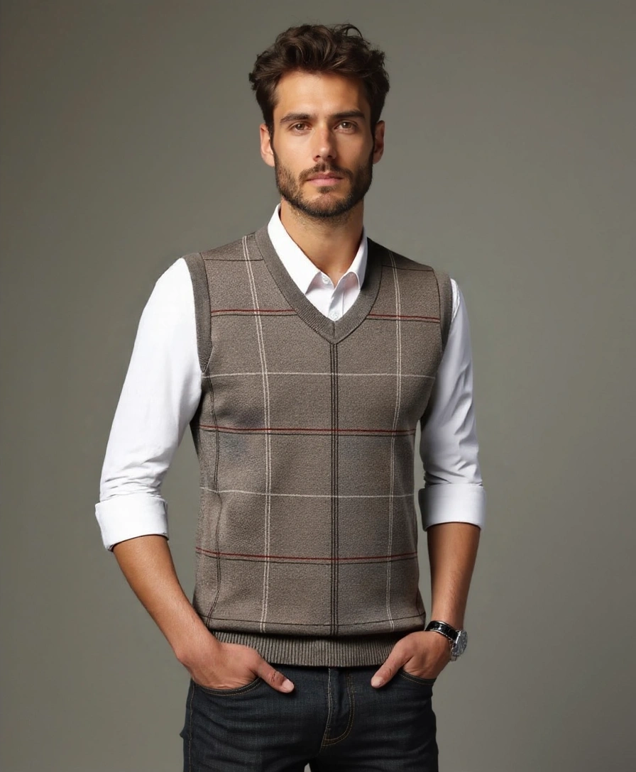 Kinit Plaid Academic Vest - Leviana