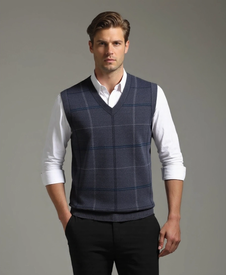 Kinit Plaid Academic Vest - Leviana
