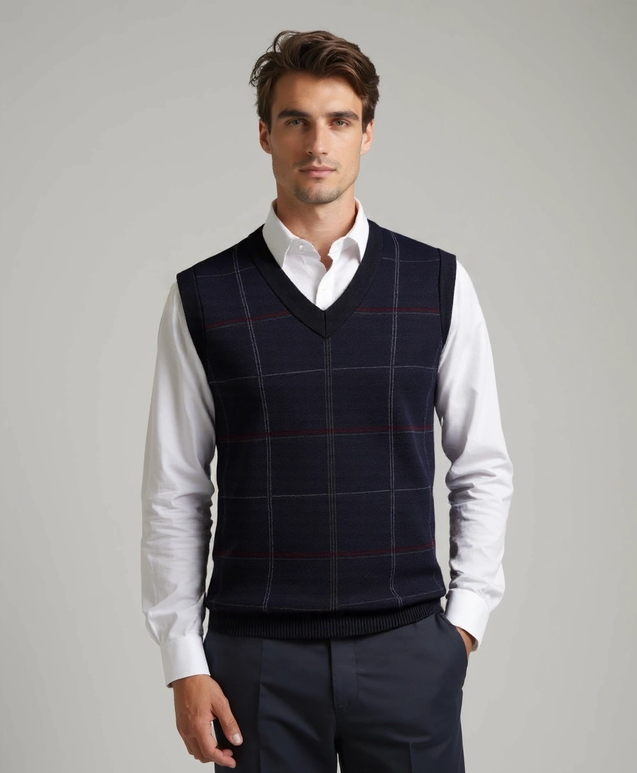 Kinit Plaid Academic Vest - Leviana