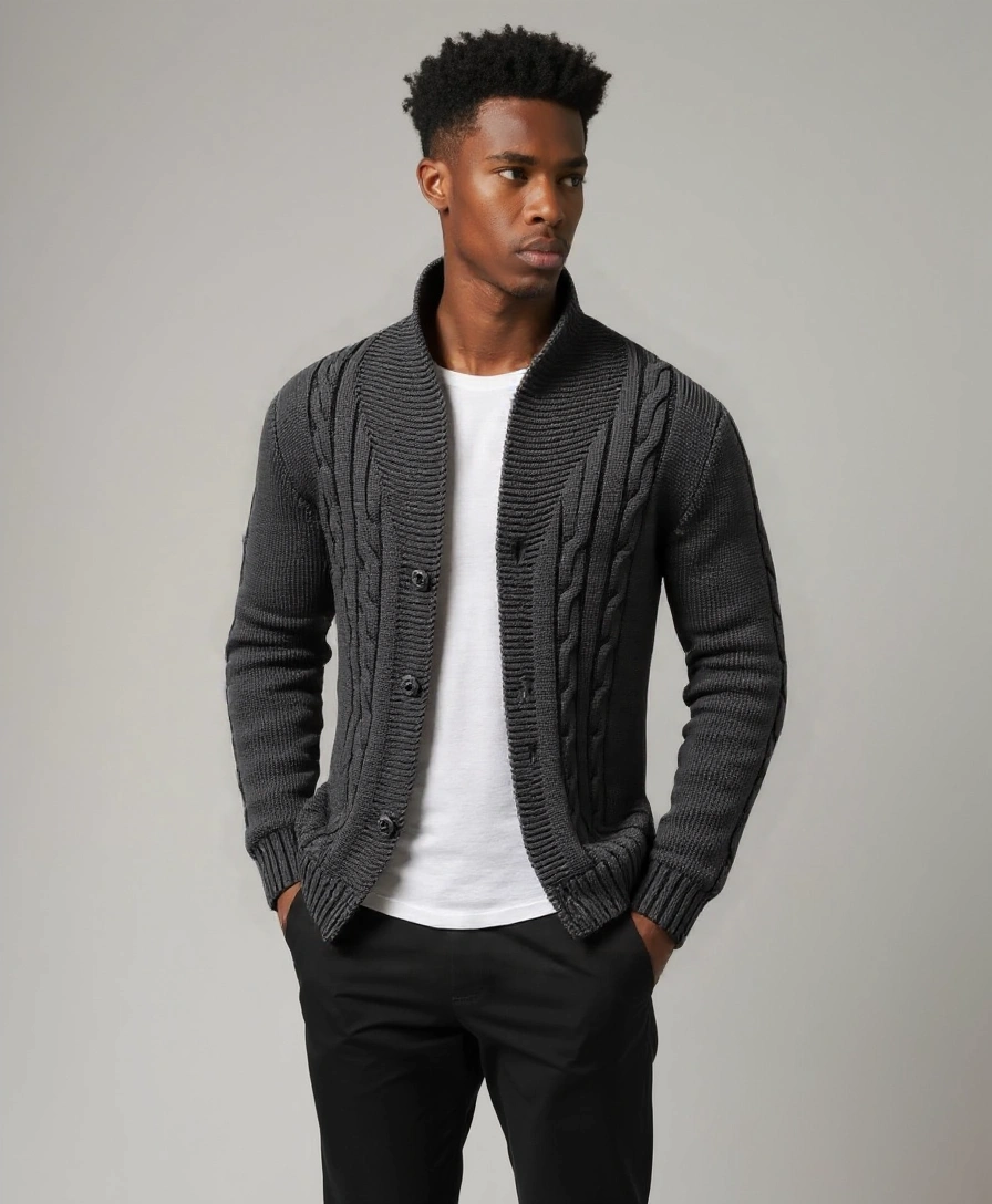 Elegant Knitted Cardigan for Men - Leviana