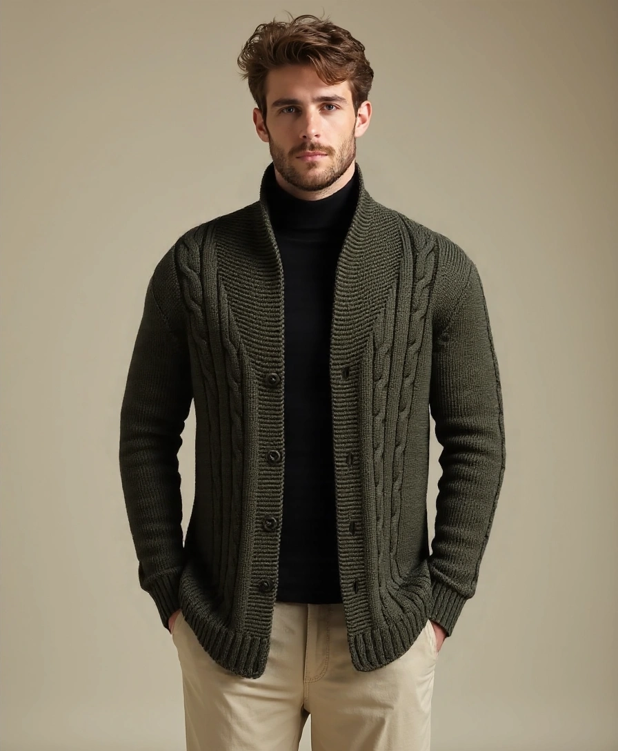 Elegant Knitted Cardigan for Men - Leviana