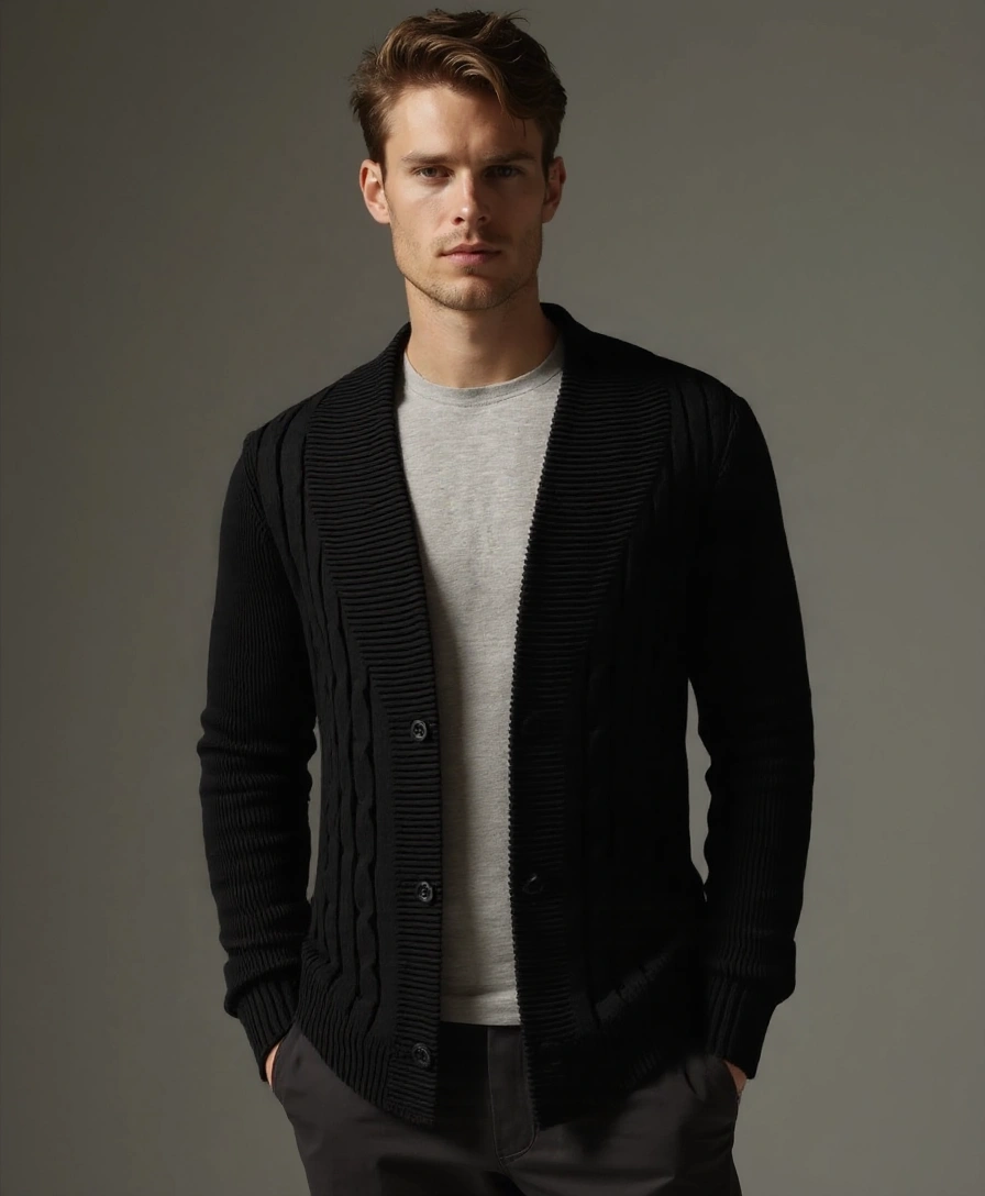 Elegant Knitted Cardigan for Men - Leviana