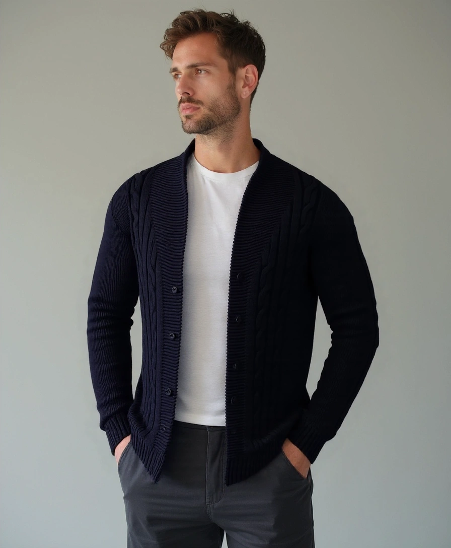 Elegant Knitted Cardigan for Men - Leviana