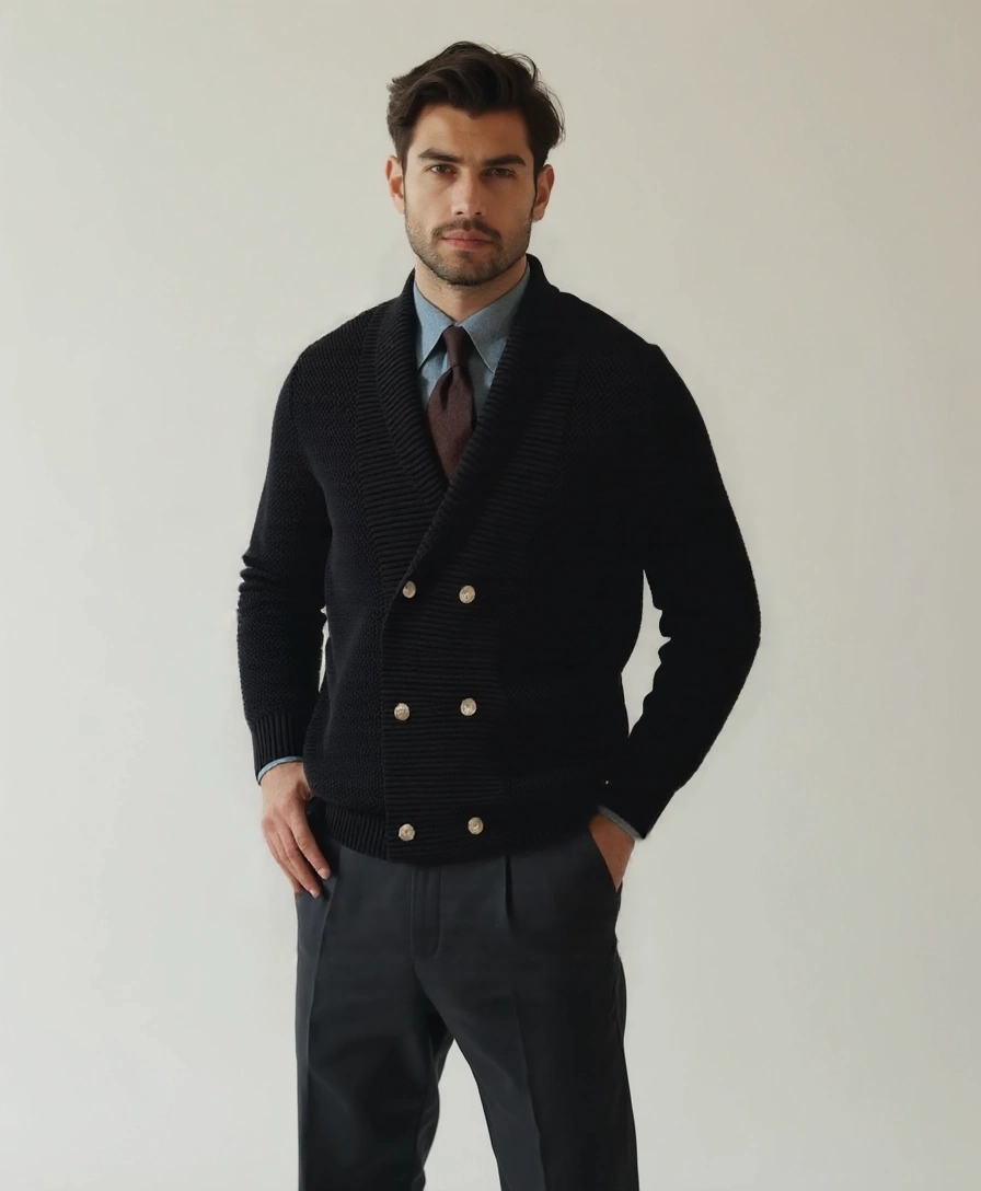 Elegant British Knitted Cardigan - Leviana