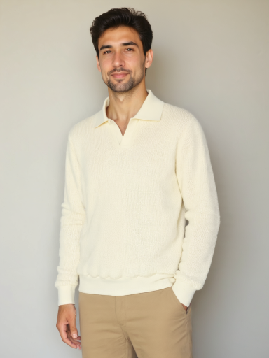 Men's V-Neck Polo Sweater - Leviana
