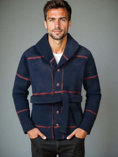 Knitted Coat with Belt Rome - Leviana