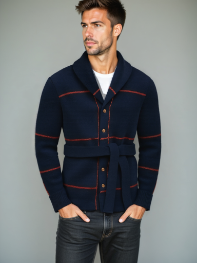 Knitted Coat with Belt Rome - Leviana