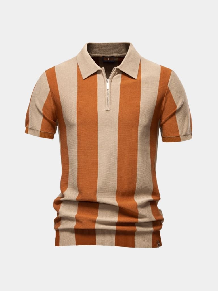 Navy Striped Polo - Leviana