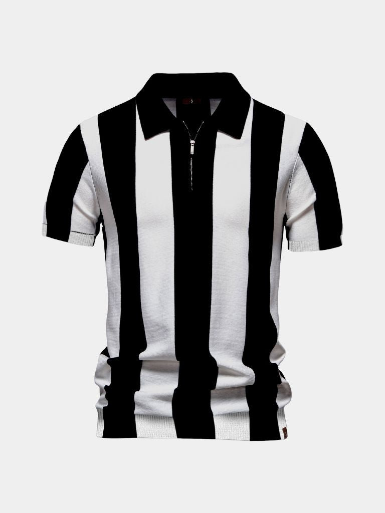 Navy Striped Polo - Leviana