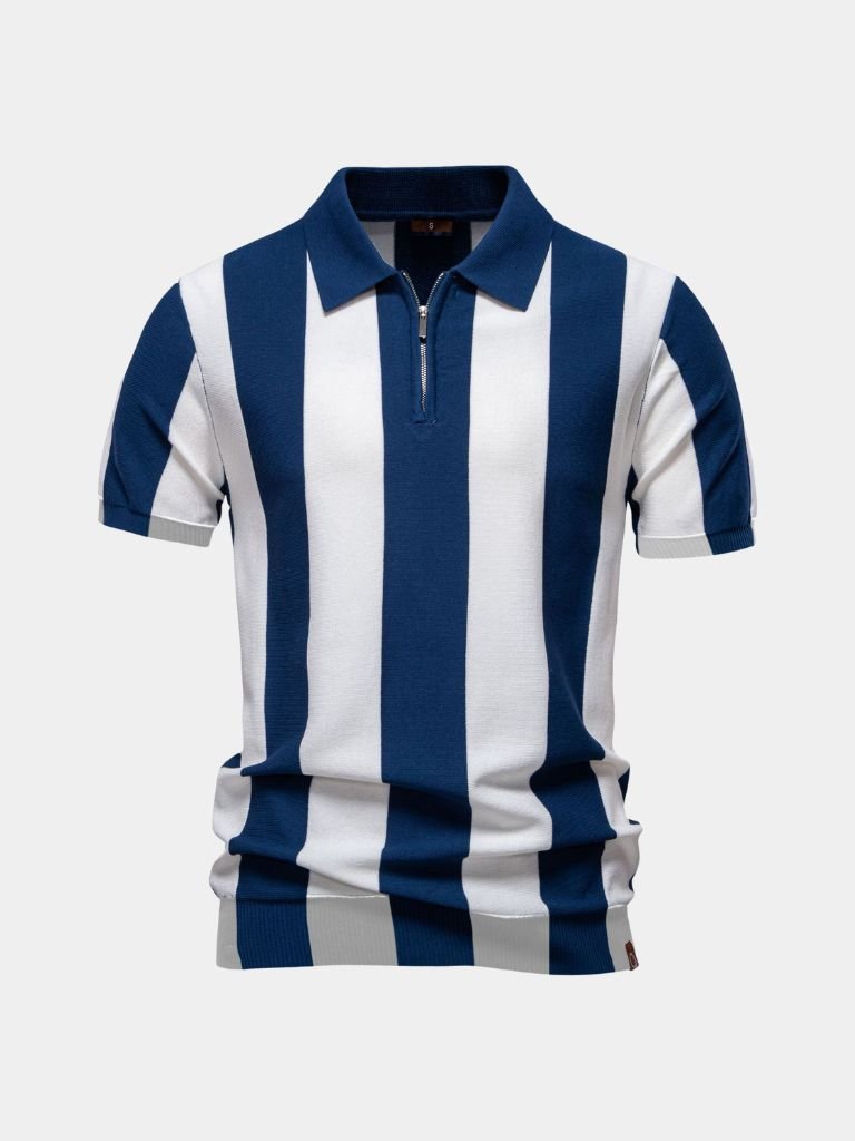 Navy Striped Polo - Leviana