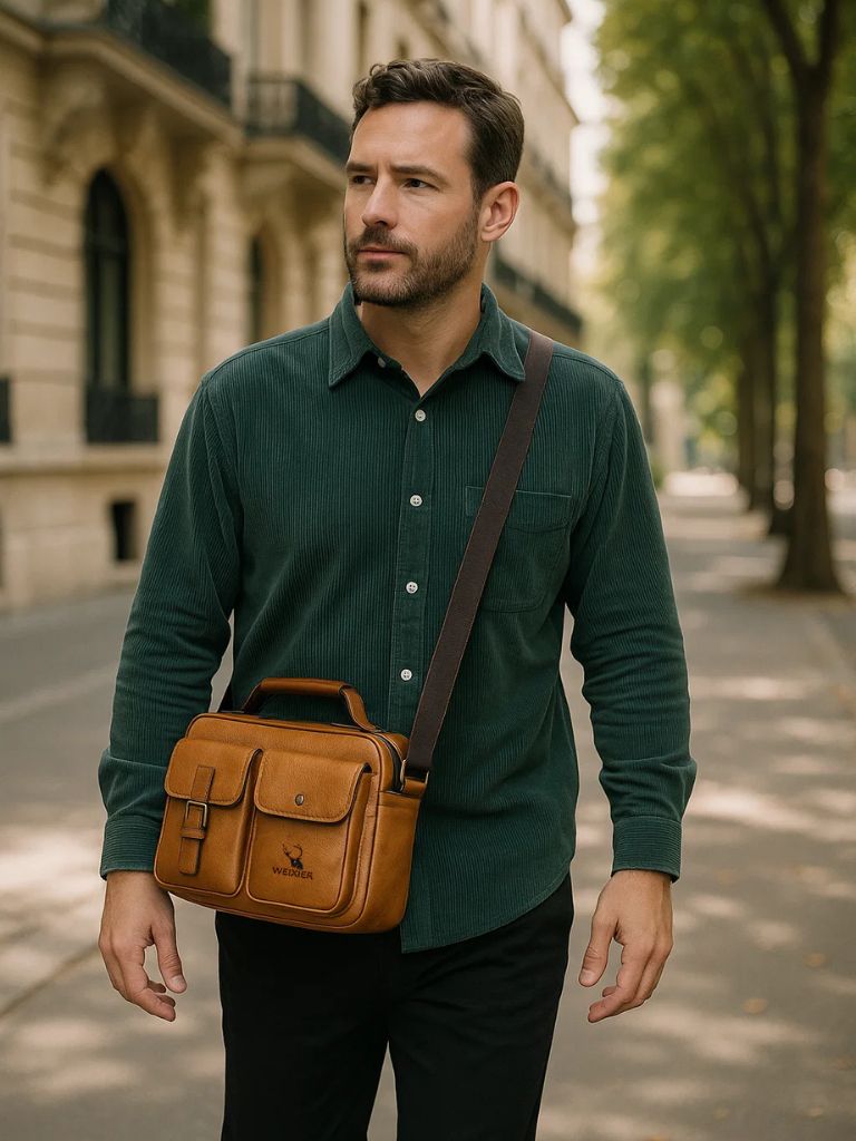 Leviana Vintage-Inspired Square Leather Crossbody Bag